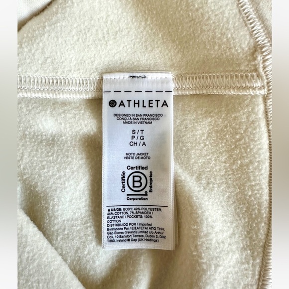 ATHLETA Magnolia White MOTO Jacket Full Zip Size S/T - Picture 10 of 10